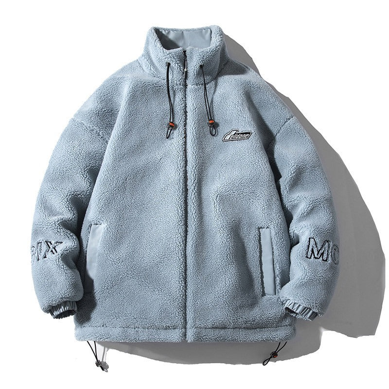 Eprolo men's lamb cashmere cotton winter jacket, thickened warm cotton coat with stylish design for cold weather in Hong Kong.