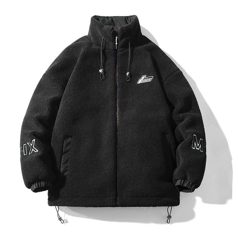Eprolo men's lamb cashmere cotton winter jacket with thick, warm cotton fabric, stylish for Hong Kong fashion, showing front view.