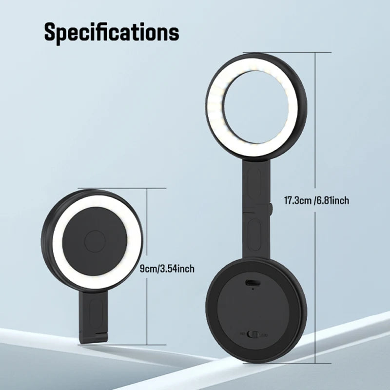 eprolo magnetic LED fill light for phone selfies, dimmable video light with adjustable color temperature and built-in battery for iPhone vlogs