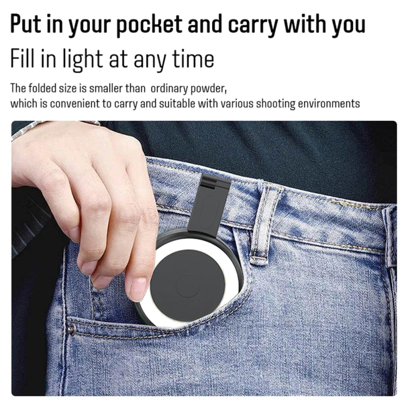 eprolo magnetic LED fill light for phone selfies and videos, dimmable, adjustable color temperature, built-in battery for iPhone vlogs