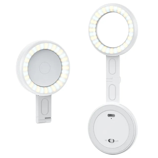 Eprolo magnetic LED fill light for phones, showing adjustable brightness and color temperature, ideal for selfies and videos.