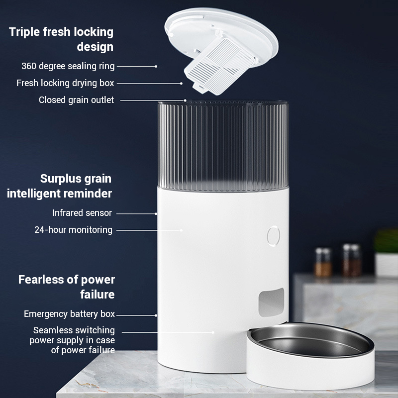 eprolo automatic pet feeder for cats and dogs, timed and quantitative feeding machine with multiple food compartments