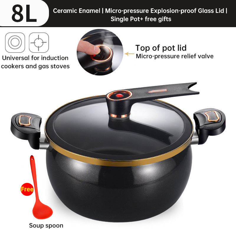 eprolo 7L modern micro-pressure soup pot with non-stick interior, 27cm size, includes spoon, suitable for induction and gas cooking
