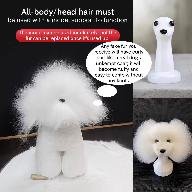 Professional dog grooming training head by eprolo used for pet styling practice, with realistic fur for beginner grooming training.