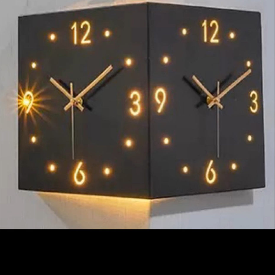 Nordic dual-glow LED wall clock by eprolo, modern minimalist design for living room or bedroom decor, silent timepiece.