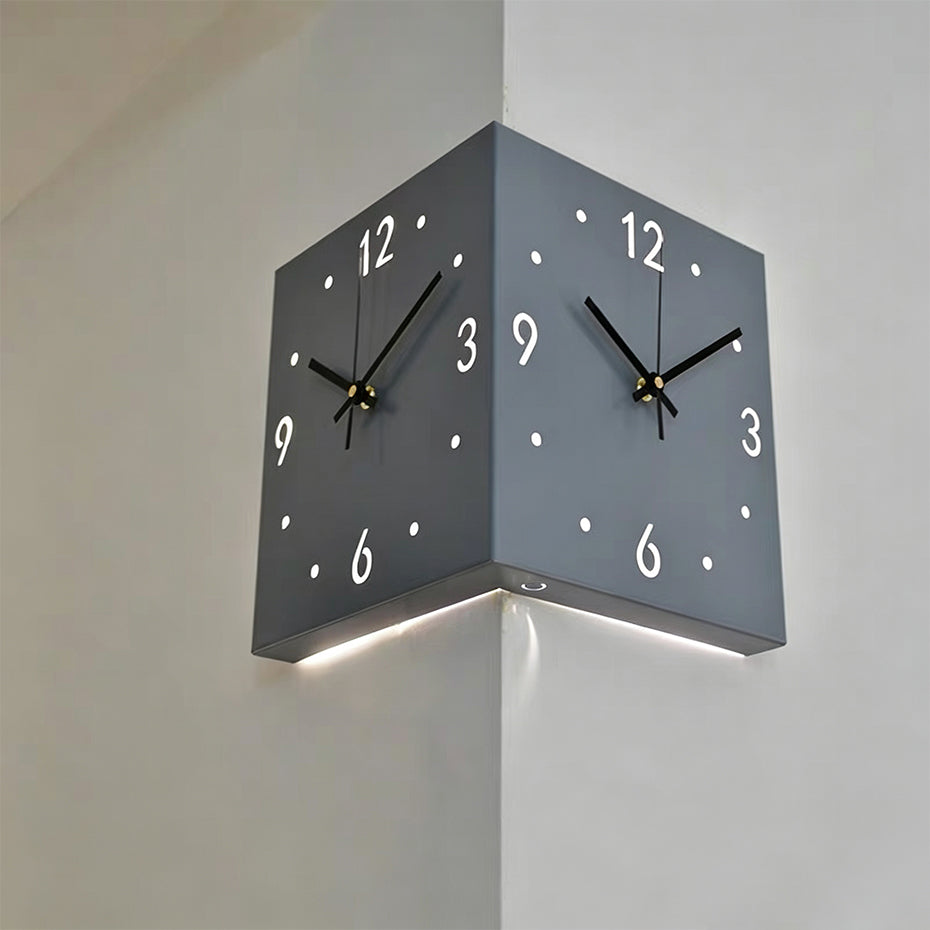 Nordic dual-glow LED wall clock by eprolo, minimalist modern design for living room or bedroom decor with silent operation.