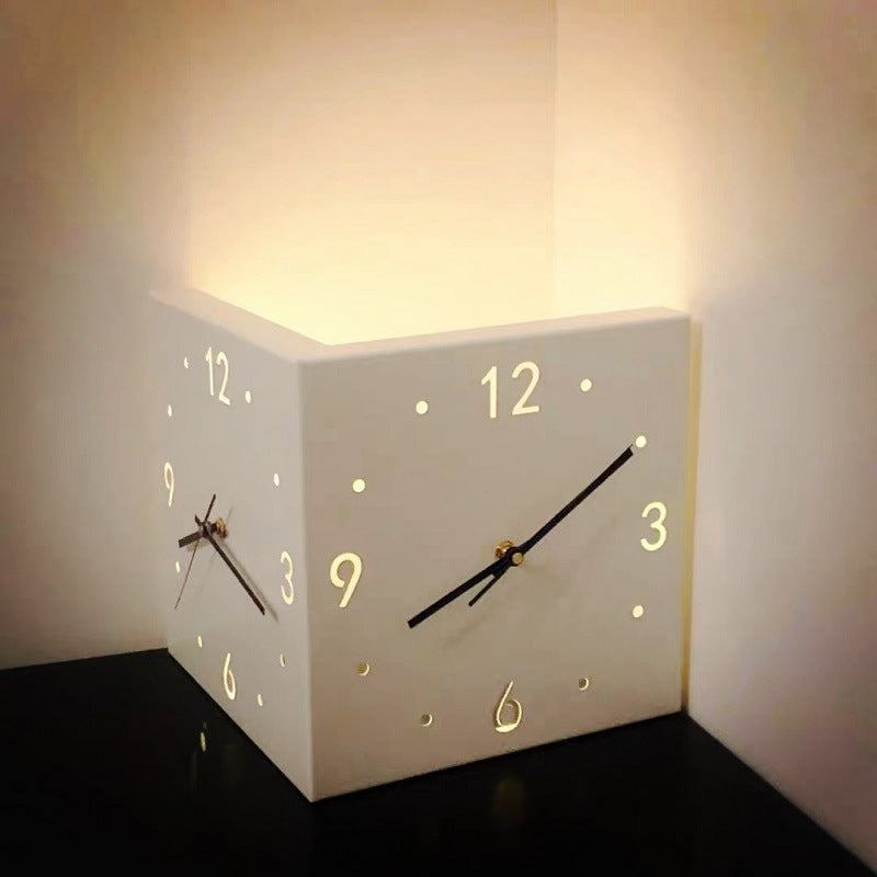Nordic dual-glow LED corner clock by eprolo, modern minimalist wall clock for living room or bedroom decor, silent operation.