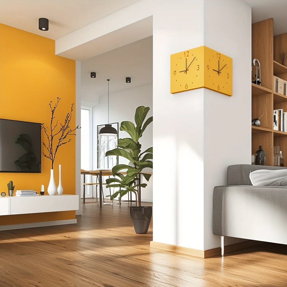 Nordic Dual-Glow Corner Clock by eprolo, minimalist silent LED wall clock with modern design for living room or bedroom decor