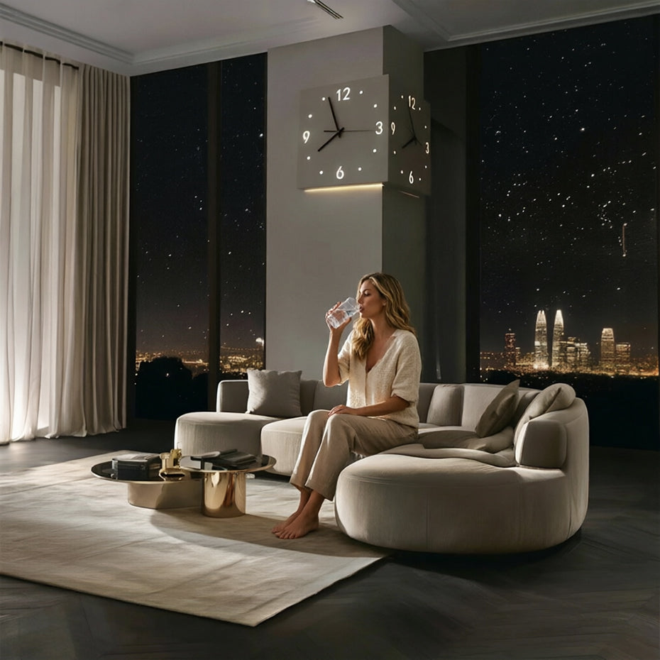 Nordic Dual-Glow Corner Clock by eprolo, modern minimalist LED wall clock with silent operation for living room or bedroom decor