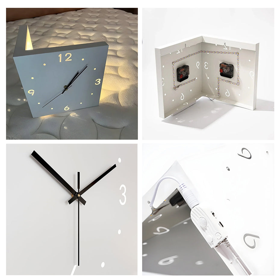 Nordic dual-glow LED wall clock by eprolo, modern minimalist design, silent operation, suitable for living room or bedroom decor