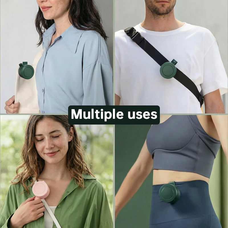 eprolo outdoor clip-on bladeless neck fan for camping and fishing, portable USB rechargeable belt fan for hiking and travel