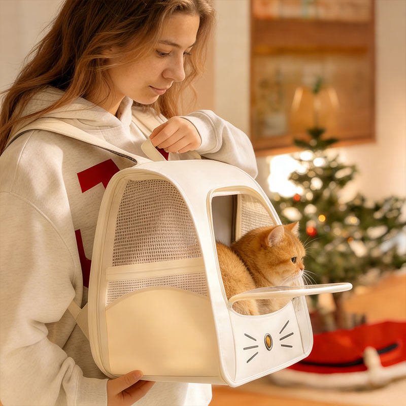 Eprolo pet carrier backpack with breathable mesh for small dogs and cats, suitable for travel and outdoor use.