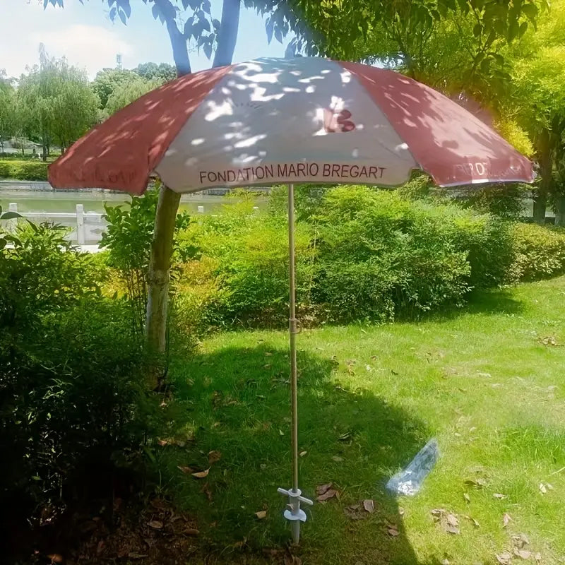 Eprolo plastic adjustable umbrella base with anchor bracket and spiral tool for sun, beach, terrace, and ground fixing.
