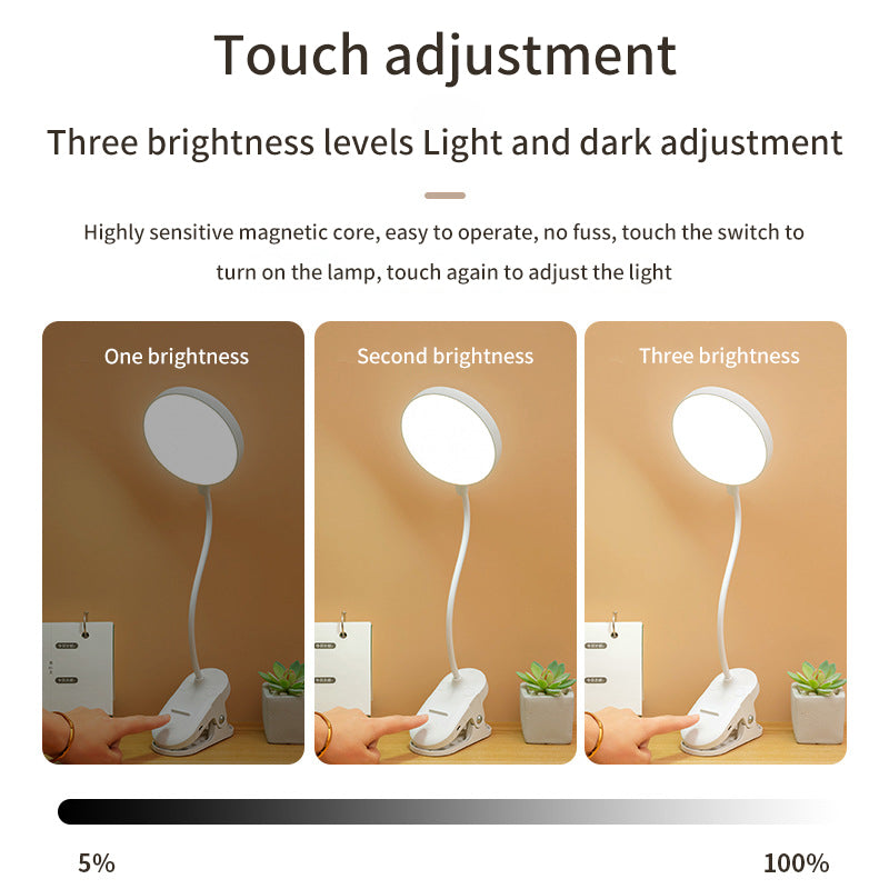 Clip Desk Lamp Study With Student Dormitory Home Eye Protection Lamp Desk LED Rechargeable Bedroom Bedside Lamp - American Smart