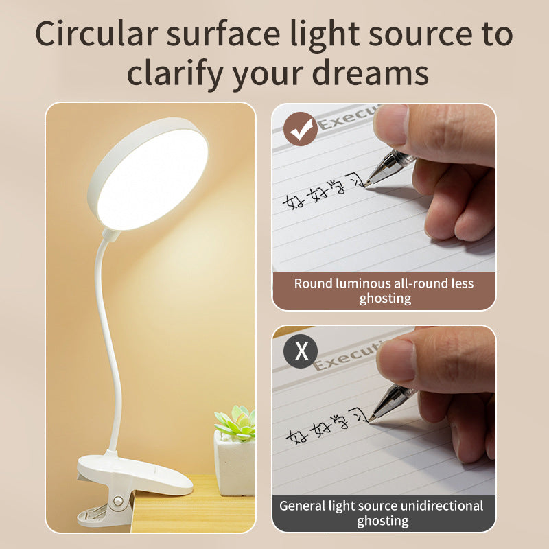 Clip Desk Lamp Study With Student Dormitory Home Eye Protection Lamp Desk LED Rechargeable Bedroom Bedside Lamp - American Smart