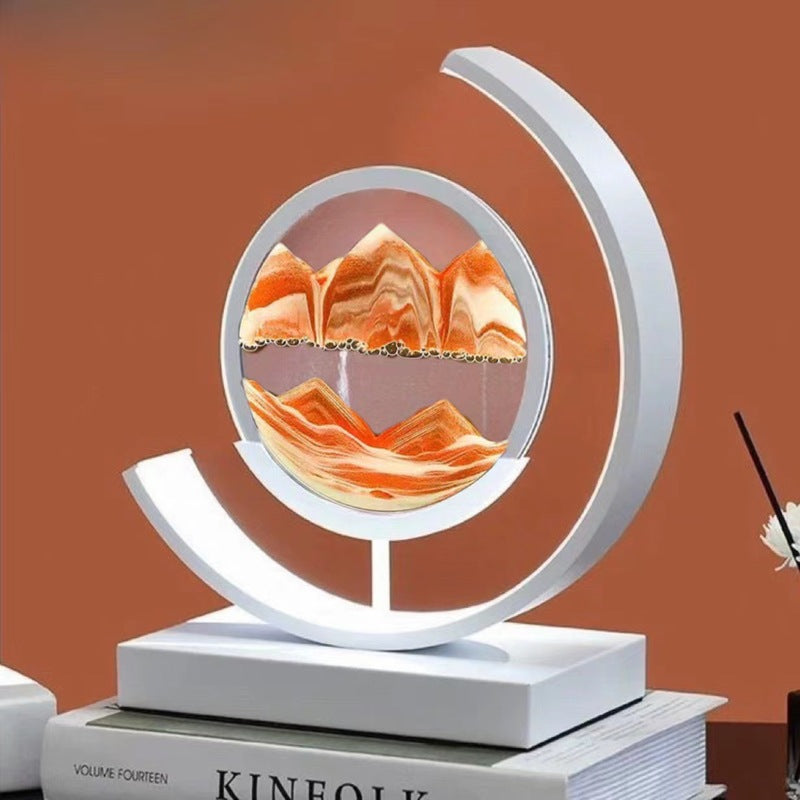 eprolo LED flowing sand painting lamp night light with swirling sand and colorful base, ideal for home decor or gift.