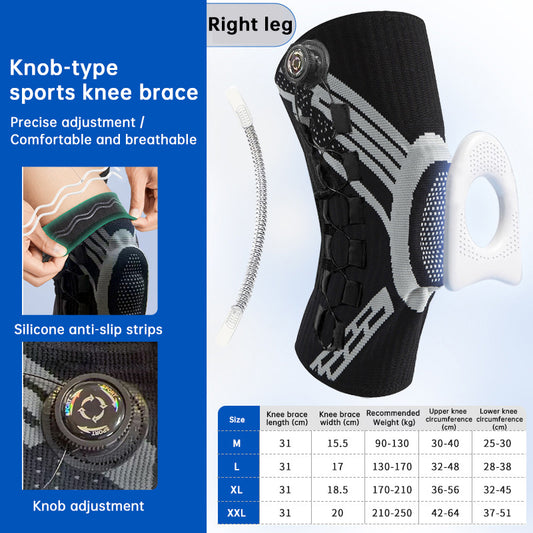Adjustable knee brace with spring support and non-slip compression for sports, featuring slim shin defender basketball knee pads by eprolo.