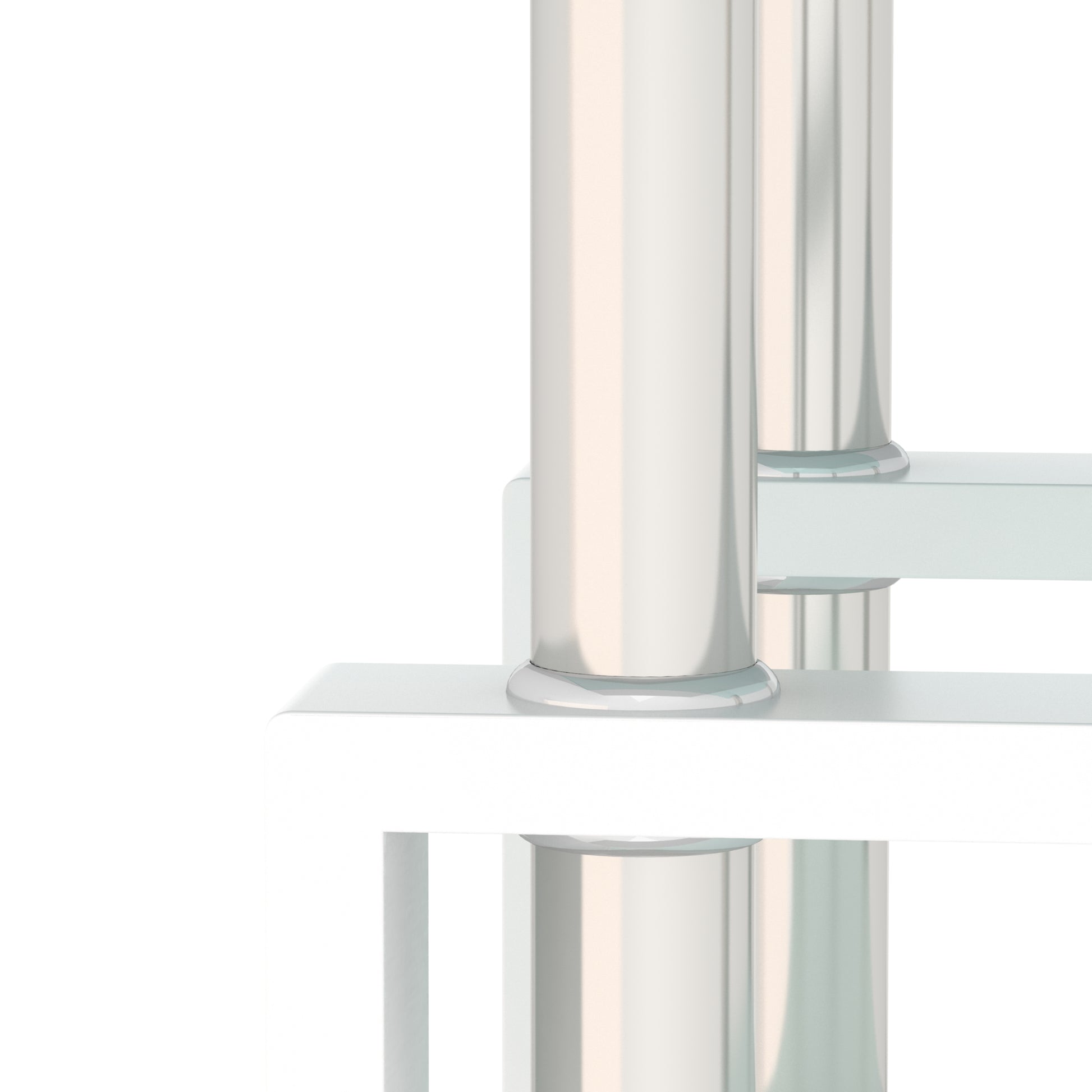 Set of 2 modern tempered glass square coffee and end tables with transparent and white finishes for living room decor.