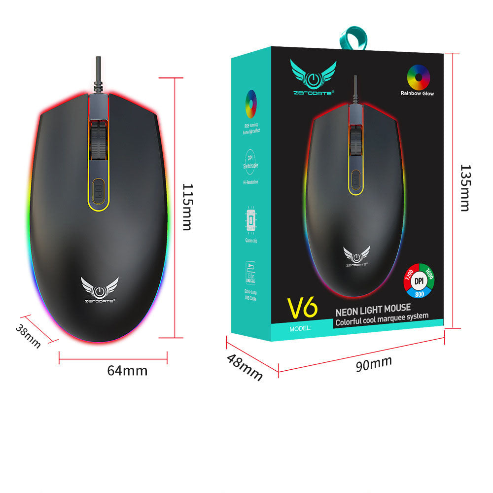 Eprolo USB wired gaming mouse with colorful RGB lighting and scrolling wheel for e-sports and computer use