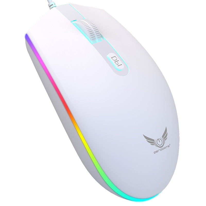 Eprolo USB wired gaming mouse with colorful RGB lighting and scrolling wheel for computer peripherals and e-sports gaming.