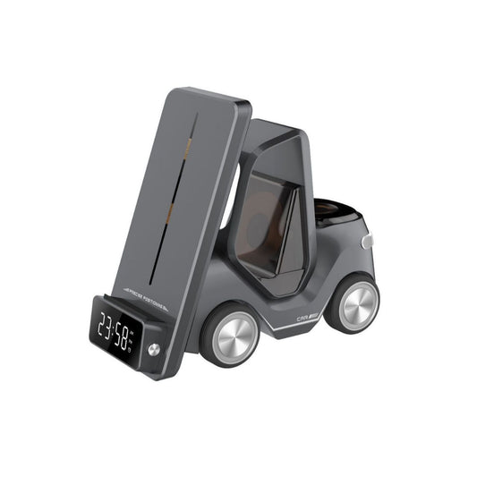 Wireless charging stand with alarm clock for iPhone, iWatch, and AirPods, featuring fast charging and sleek design by eprolo.