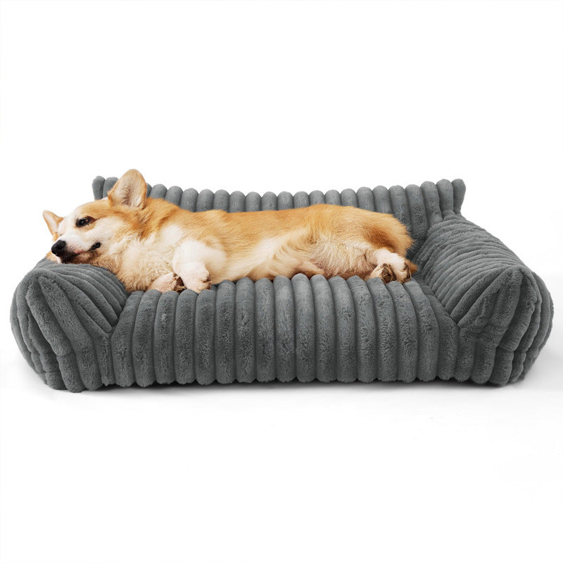 Eprolo pet sofa with removable washable cover and rabbit fur plush, all-season pet mattress for dogs and small pets.