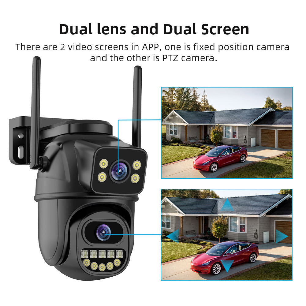 Dual screen wireless 360 degree mobile remote outdoor WiFi camera monitoring - American Smart