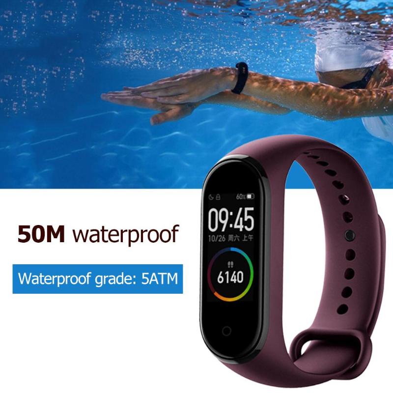 Chinese Version Xiaomi Mi Band 4 5ATM Heart Rate Smart Wristband (Wine Red) - American Smart