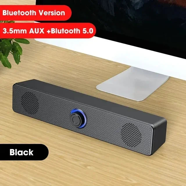 eprolo wired and wireless Bluetooth PC soundbar with USB power, ideal for TV, PC, laptop, gaming, and home theater surround audio