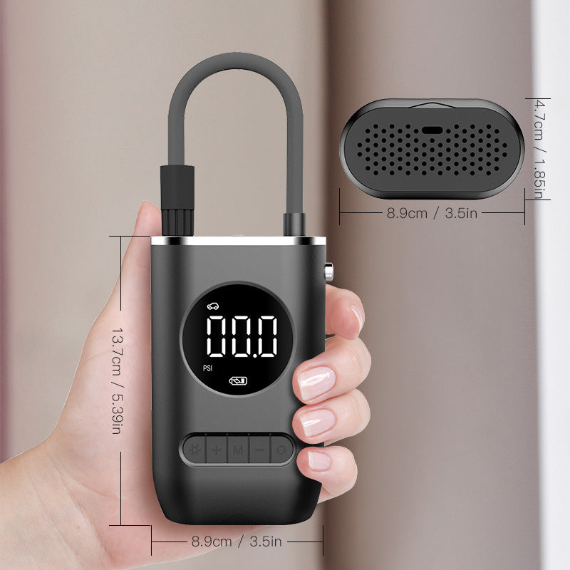 Eprolo portable electric tire inflator pump with wireless charging, compact handheld design suitable for cars and bicycles.