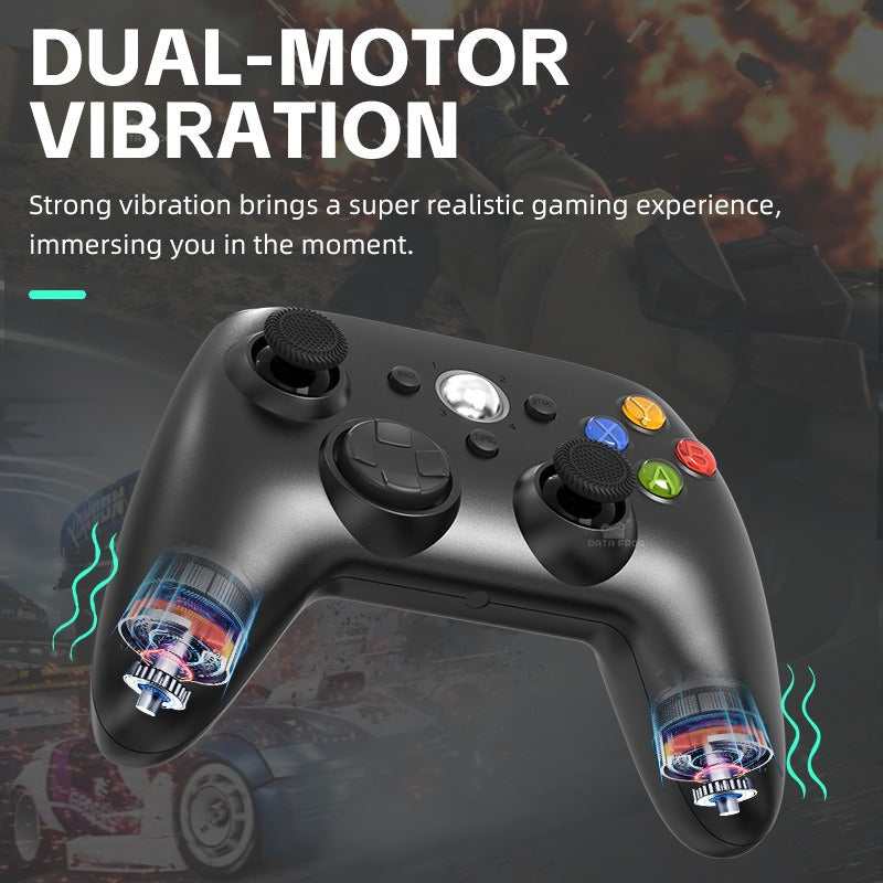 Eprolo Xbox 360 wireless controller with Turbo function and vibration, compatible with PC, featuring ergonomic design and standard buttons.
