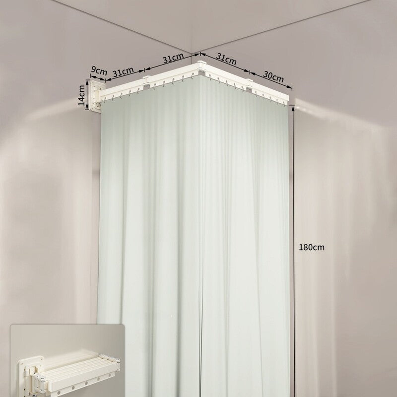 Foldable eprolo waterproof polyester shower curtain set used as a divider to separate wet and dry zones in the bathroom.