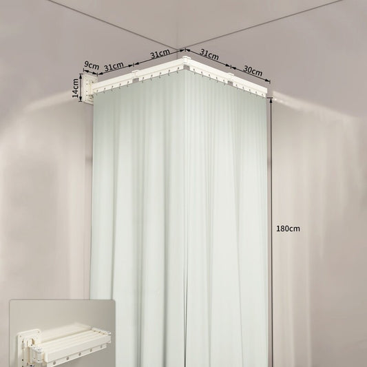 Foldable eprolo waterproof polyester shower curtain set used as a divider to separate wet and dry zones in the bathroom.