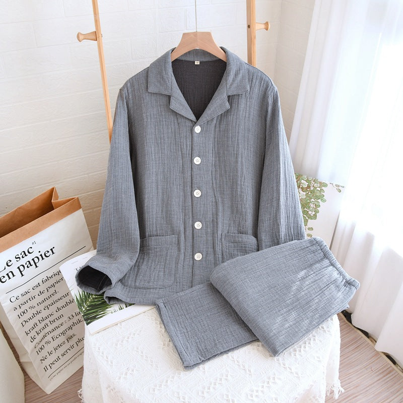 Eprolo women's pure cotton gauze sleepwear set with four layers, comfortable for couples in spring, autumn, and winter.