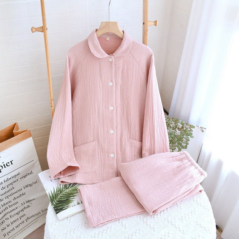 Eprolo women's cotton sleepwear with four-layer gauze, plus size men's casual set, ideal for spring, autumn, and winter comfort.