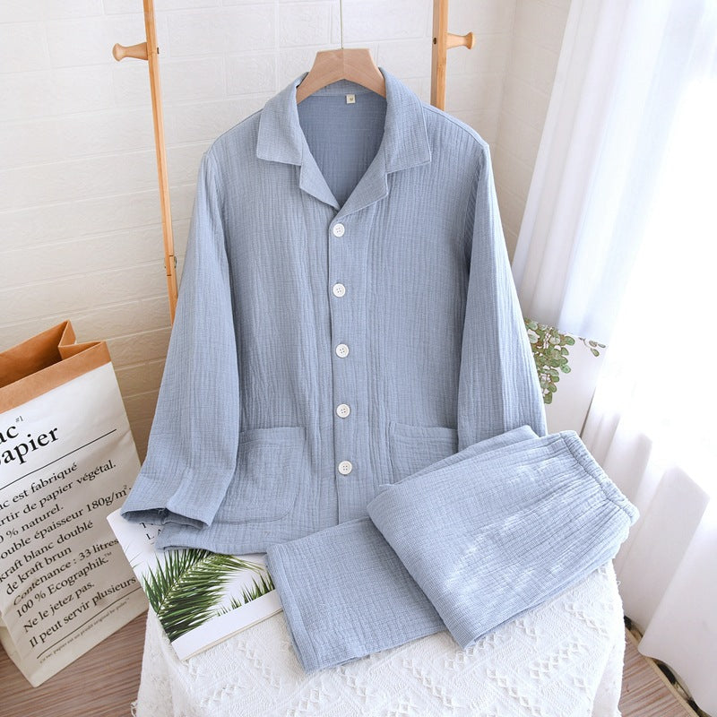 Eprolo women's pure cotton gauze sleepwear set with four layers, casual plus size men's sleepwear for spring, autumn, and winter.