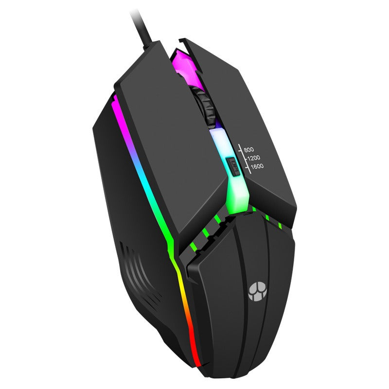 Colorful luminous eprolo X1 Wired Mouse for home and office, featuring a sleek design and ergonomic shape for comfortable use.