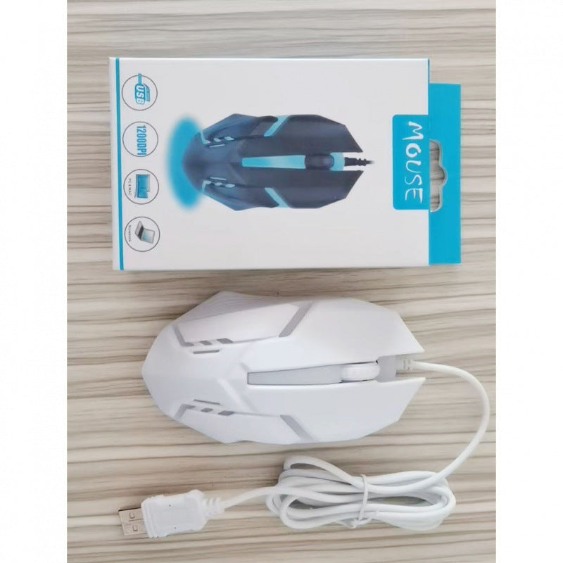 Eprolo X1 neutral wired computer mouse with colorful luminous lighting, suitable for home, office, and laptop use.