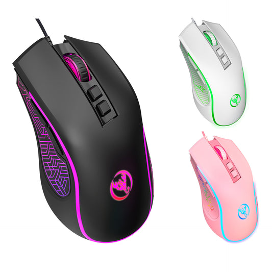 Eprolo X100 wired gaming mouse with colorful glow, adjustable 3600 DPI, ergonomic design, suitable for e-sports and office use