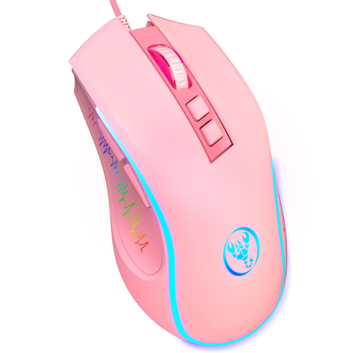 Eprolo X100 wired gaming mouse with colorful glowing lights, ergonomic design, and adjustable 3600 DPI for e-sports and office use.