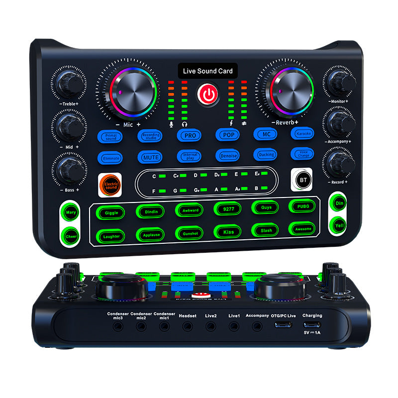 eprolo HD X60 sound card and professional audio mixer for karaoke and live singing, featuring multiple input and control knobs