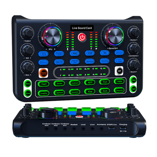 eprolo HD X60 sound card and professional audio mixer for karaoke and live singing, featuring multiple input and control knobs