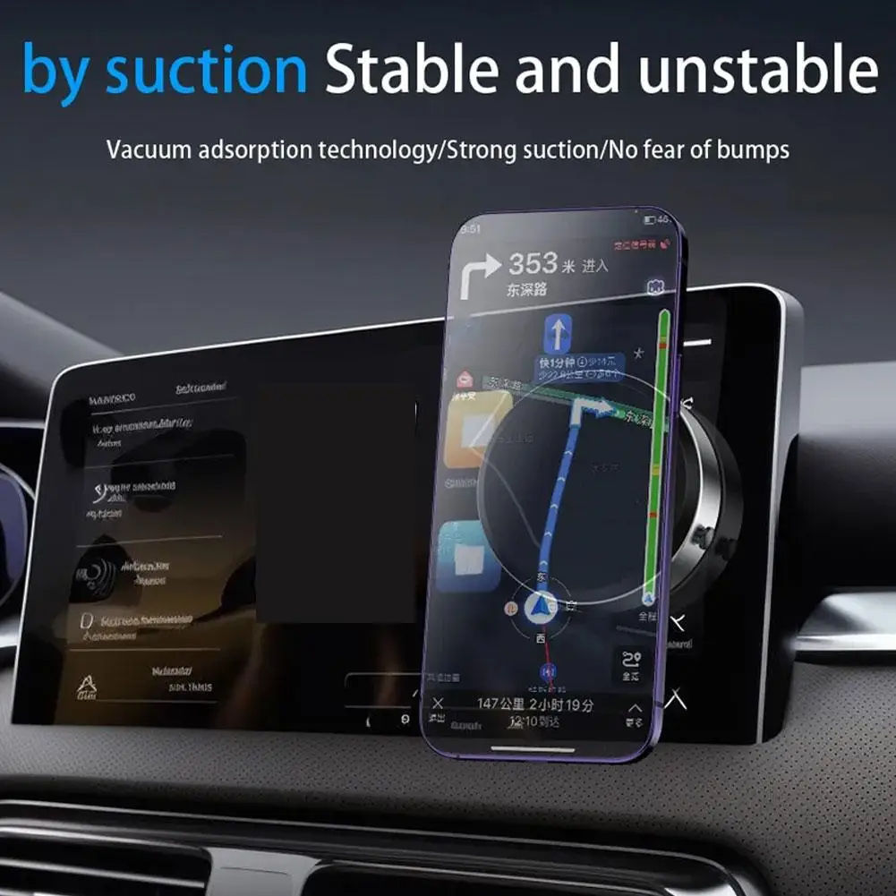 Car Mount Mobile Phone Holder Intelligent Magnetic Vacuum Adsorption Ultra Stable Suction Cup Bracket For Navigation Live Stream - American Smart
