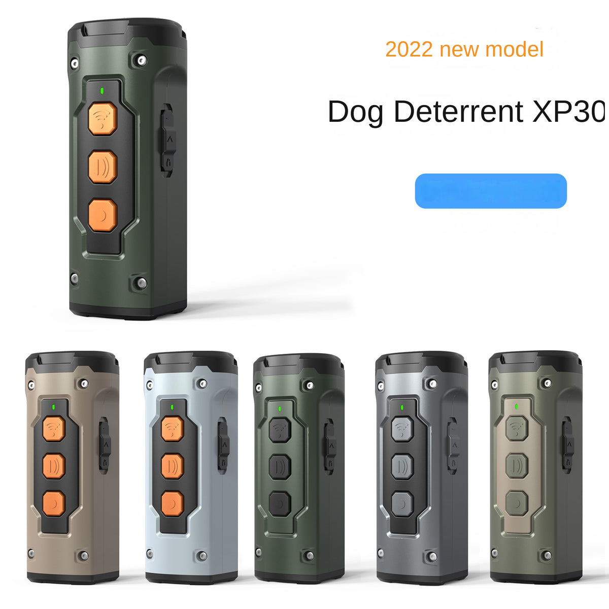 Eprolo ultrasonic three-head sound dog repellent with flashlight and anti-barking features, designed to deter barking dogs.
