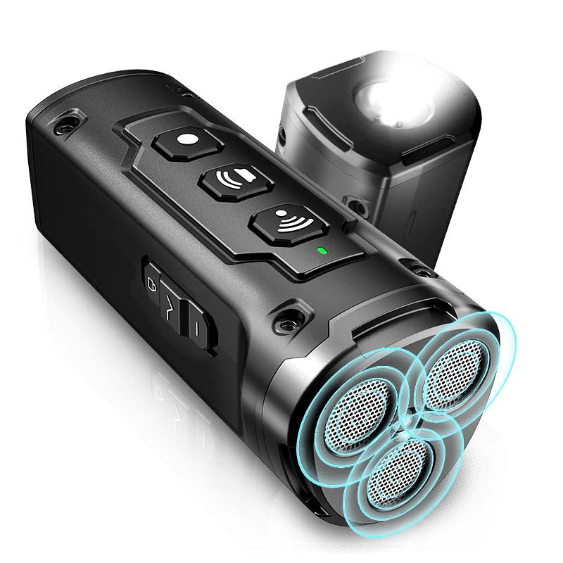 Eprolo ultrasonic three-head sound dog repellent with flashlight, anti-barking device, and ergonomic design for pet training.