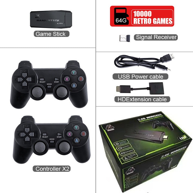 Wireless HD game console by eprolo featuring HDMI output, classic PSP, Sega arcade simulator, and home TV gaming setup.
