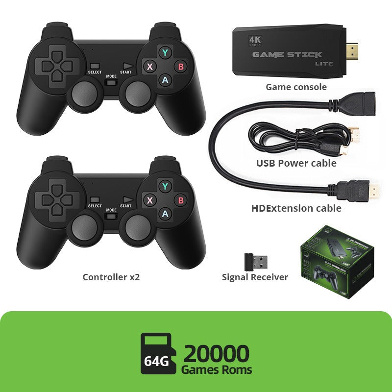 Wireless HD game console by eprolo featuring HDMI output, with classic PSP and Sega arcade game controllers on a home TV setup.