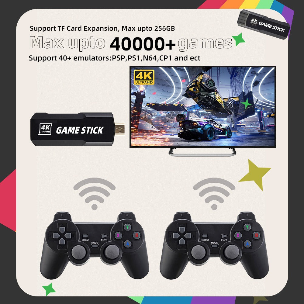 Eprolo Retro Mini GD10 gaming console with classic design, HD output, wireless controllers, and nostalgic home TV gaming setup.