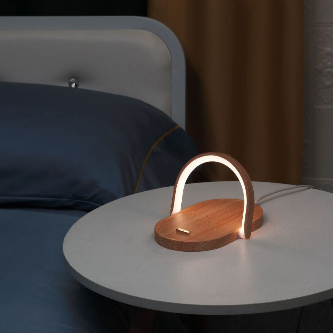 eprolo 15W wireless phone charger with bedside lamp and night light, featuring multi-function wireless charging and modern design