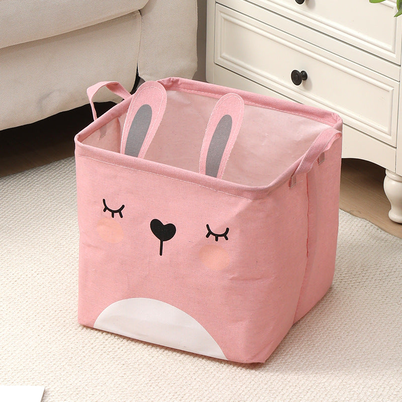 Fabric cartoon kids' toy storage bin by eprolo, foldable clothing organizer and laundry hamper with playful design for living room use.